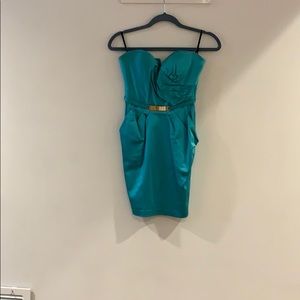 Blue strapless dress